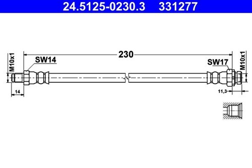 Brake hose for - brake, 09-15